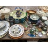 GLASS PAPERWEIGHTS, STUDIO POTTERY, TEA AND COFFEE WARES, A WORCESTER BOWL AND A NEW HALL TEA BOWL