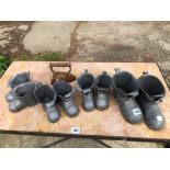 A COLLECTION OF SMALL LEAD BOOTS, ETC