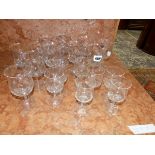 A GROUP OF DRINKING GLASS WARE POSSIBLY BY POWELL.