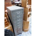 A METAL NINE DRAWER FILING CABINET. W 29 x H 99cms.