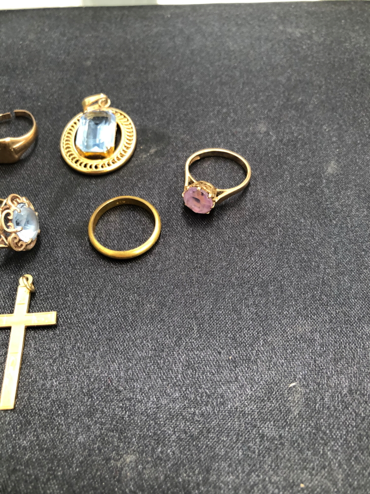 A PESOS COIN IN A 9ct GOLD RING MOUNT, 9ct GEM SET JEWELLERY 14ct EXAMPLES ETC - Image 2 of 4