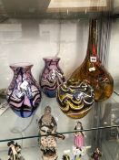 A PAIR AND TWO OTHER ART GLASS VASES