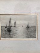 ROWLAND LANGMAID 20th C. ENGLISH SCHOOL. THE SILVER SOLENT, PENCIL SIGNED ETCHING. 16.5 x 24cms
