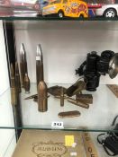 A COLLECTION OF BULLETS, TRENCH ART TOGETHER WITH A P&H STARBOARD BICYCLE LIGHT