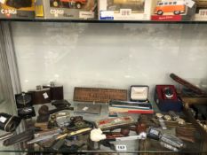 A SERVICES WRISTWATCH, A COLLECTION OF OTHER WRISTWATCHES, HARMONICAS, PENKNIVES, TOBACCO PIPES, HIP