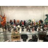 A COLLECTION OF LORD OF THE RINGS, SUPERHEROS AND DRAGON FIGURES