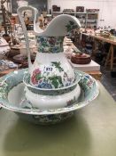 A COPELAND SPODE FLORAL JUG AND BOWL SET.