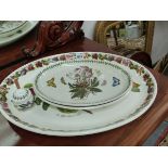 THREE PORTMEIRION PLATTERS TOGETHER WITH A MUSTARD POT