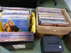 A QUANTITY OF VINTAGE VINYL RECORD ALBUMS. TOGETHER WITH A BOX OF 7in SINGLES