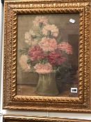 CHARLES V. KNIGHT (20th C. SCHOOL) FLORAL STILL LIFE, SIGNED, OIL ON BOARD. 42 x 32cms. TOGETHER