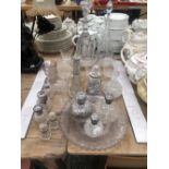 SILVER MOUNTED AND OTHER SCENT BOTTLES, COMMEMORATIVE GLASS, DECANTERS AND DRINKING GLASS