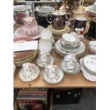 COMMEMORATIVE WARES, TUSCAN FLORAL TEA WARES, OTHER TEA WARES, A JUG AND BOWL AND A CYLINDRICAL