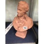 A TERRACOTTA COMPOSITION BUST OF MOZART. H 35cms.