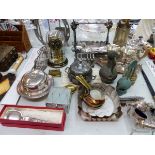 VARIOUS SILVER PLATED WARES AND OTHER METAL WARES, TOGETHER WITH A VELLUM INDENTURE.