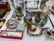 VARIOUS SILVER PLATED WARES AND OTHER METAL WARES, TOGETHER WITH A VELLUM INDENTURE.