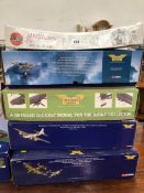 FOUR BOXES OF CORGI AVIATION ARCHIVE DIE CAST AEROPLANES TOGETHER WITH AN AIRFIX KIT MODEL OF HMS