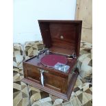A PATHE ORPHEUS MAHOGANY CASED TABLE TOP WIND UP GRAMOPHONE