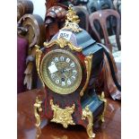 A BOULLE CASED MANTEL TIMEPIECE