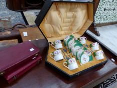 A GROSVENOR CASED COFFEE SET, DERBY CASED SERVERS ETC.