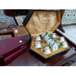 A GROSVENOR CASED COFFEE SET, DERBY CASED SERVERS ETC.