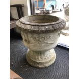 A LARGE COMPOSITE CLASSICAL STYLE URN ON STAND