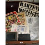 A LEATHER SUITCASE CONTAINING POSTERS, AUTOGRAPH ALBUMS AND EPHEMERA
