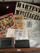 A LEATHER SUITCASE CONTAINING POSTERS, AUTOGRAPH ALBUMS AND EPHEMERA