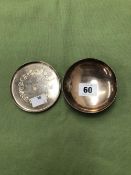 AN ANTHONY HAWKSLEY DESIGN HALLMARKED SILVER SMALL SHALLOW DISH, AND ANOTHER BY H J BAKER, BOTH FOR