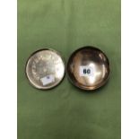 AN ANTHONY HAWKSLEY DESIGN HALLMARKED SILVER SMALL SHALLOW DISH, AND ANOTHER BY H J BAKER, BOTH FOR