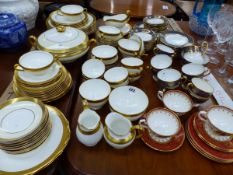 A MINTONS BUCKINGHAM PATTERN GILT EDGED DINNER SERVICE TOGETHER WITH A NEW CHELSEA TEA SET ETC.