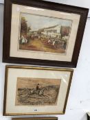 A VINTAGE HUNT PICTURE TOGETHER WITH A LATER EXAMPLE (2)