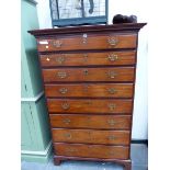 A 19th C. MAHOGANY CHEST OF EIGHT GRADED DRAWERS. W 101 x D 49 x H 161cms.
