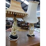 A PAIR OF ORIENTAL STYLE TABLE LAMPS.