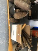 AN OAR, BOWLING PINS, A MIRROR, VARIOUS TOOLS AND RODENT TRAPS