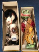 TWO BOXED PELHAM PUPPETS: A HORSE AND A FROG
