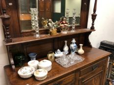 AN ANTIQUE PORCELAIN INK STAND AND DECORATIVE CHINA WARES ETC.