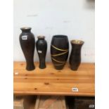 FOUR NEPTUNE DESIGNS PATINATED BRONZE VASES