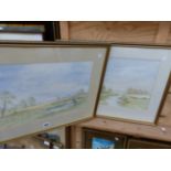 ENGLISH 20th SCHOOL, TWO LANDSCAPE WATERCOLOURS SIGNED f.C FROST 31 x 47 cms (2)