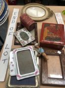VARIOUS ANTIQUE AND LATER PHOTO FRAMES, A PHOTOGRAPH BOX AND CHINOISERIE BOX