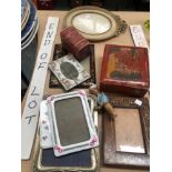 VARIOUS ANTIQUE AND LATER PHOTO FRAMES, A PHOTOGRAPH BOX AND CHINOISERIE BOX