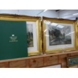 TWO VINTAGE COLOUR MEZZOTINTS AFTER CONSTABLE PENCIL SIGNED J.C WEBB TOGETHER WITH A REPRINT OF SMY