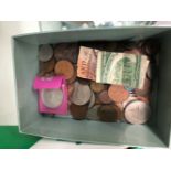 VARIOUS COPPER AND OTHER WORD COINS AND BANK NOTES