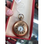 A HALF HUNTER POCKET WATCH, UNHALLMARKED STAMPED C585. ANCAE, 15 RUBIES, BALANCIER, CHRONOMETRE,