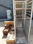 TWO ALUMINIUM BAKER RACKS AND A QUANTITY OF WOOD TURNERS BLANKS