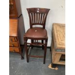 A HARDWOOD EARLY 20th C. STYLE HIGH STOOL