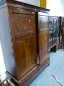 A REGENCY AND LATER MAHOGANY WARDROBE. H 184 x W 136 x D 52 cm's