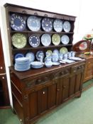 CARVED OAK DRESSER H 171 x W 137 x D 47cms