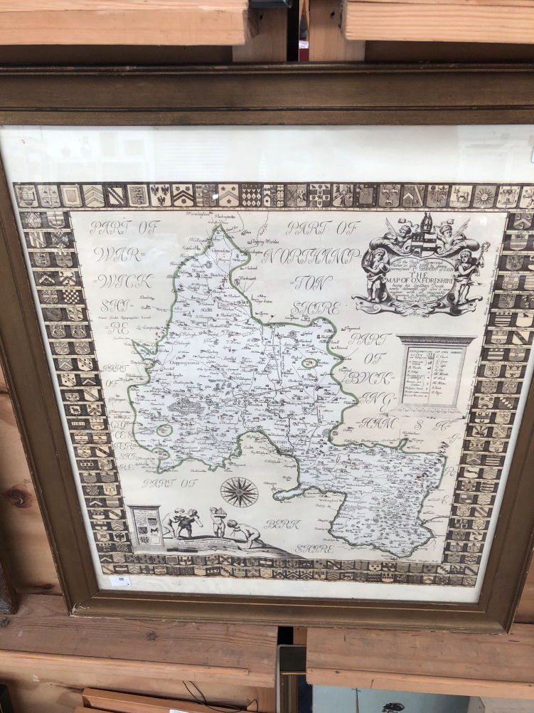A COLOUR PRINT OF AN EARLY MAP OF OXFORDSHIRE - Image 2 of 2