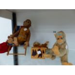 FOUR CHIMPANZEE VINTAGE TOYS