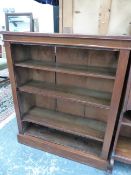 LATE VICTORIAN MAHOGANY OPEN BOOK CASE H 103 x W 86 x D 27cms